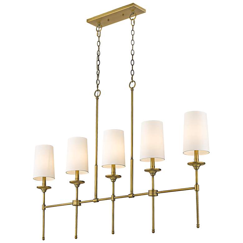 Image 6 Emily 51" Wide Rubbed Brass Steel 5-Light Linear Pendant more views