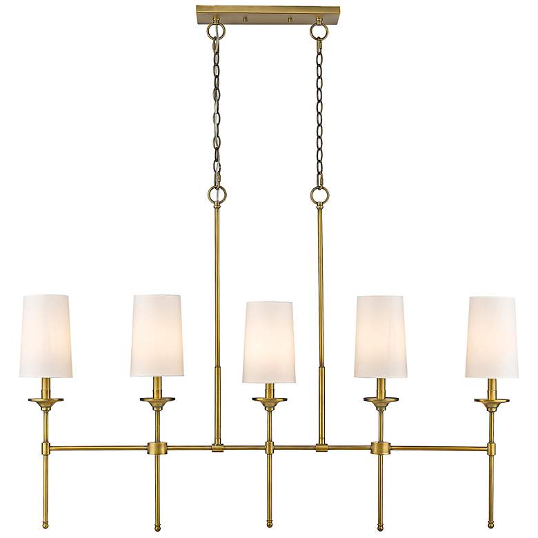 Image 7 Emily 51" Wide Rubbed Brass Steel 5-Light Linear Pendant more views