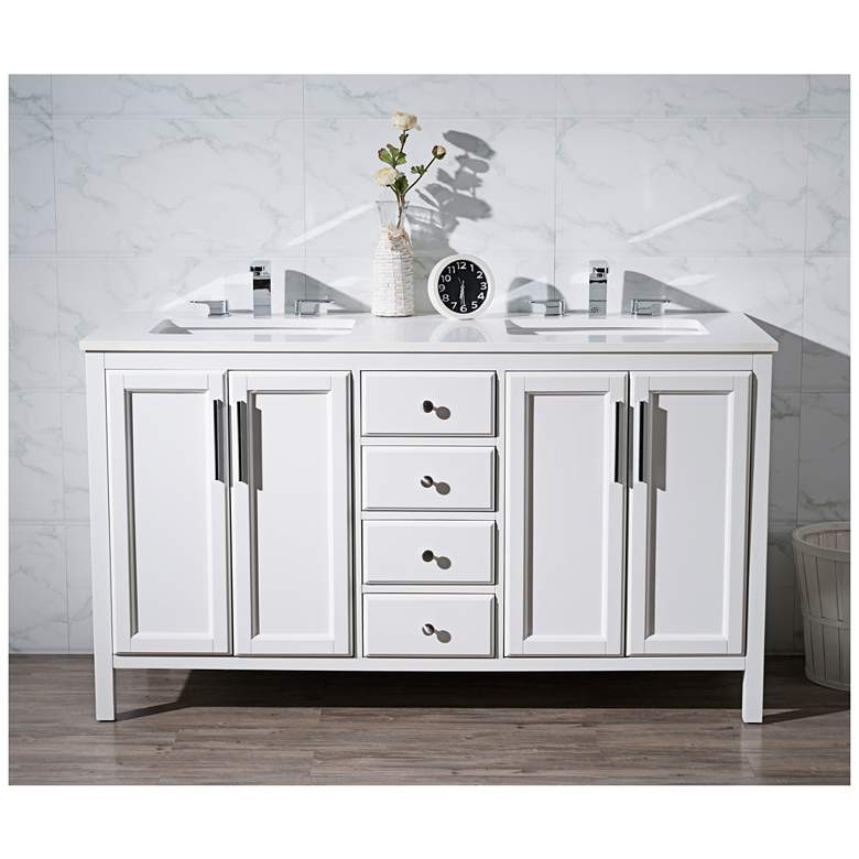 Image 1 Emily 59 inch White Double Sink Bathroom Vanity