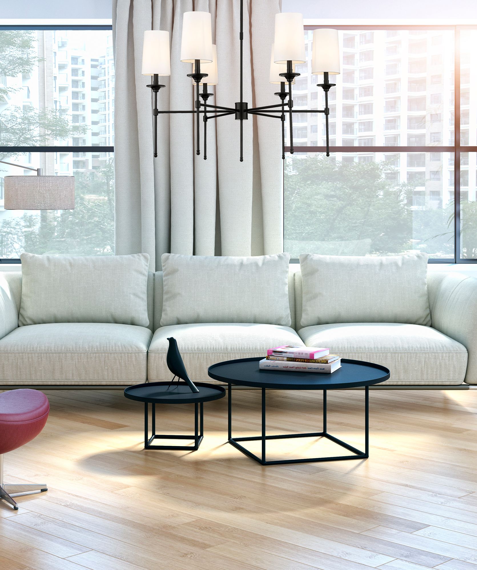 Image 2 Emily by Z-Lite Matte Black 38 inch 6 Light Chandelier more views