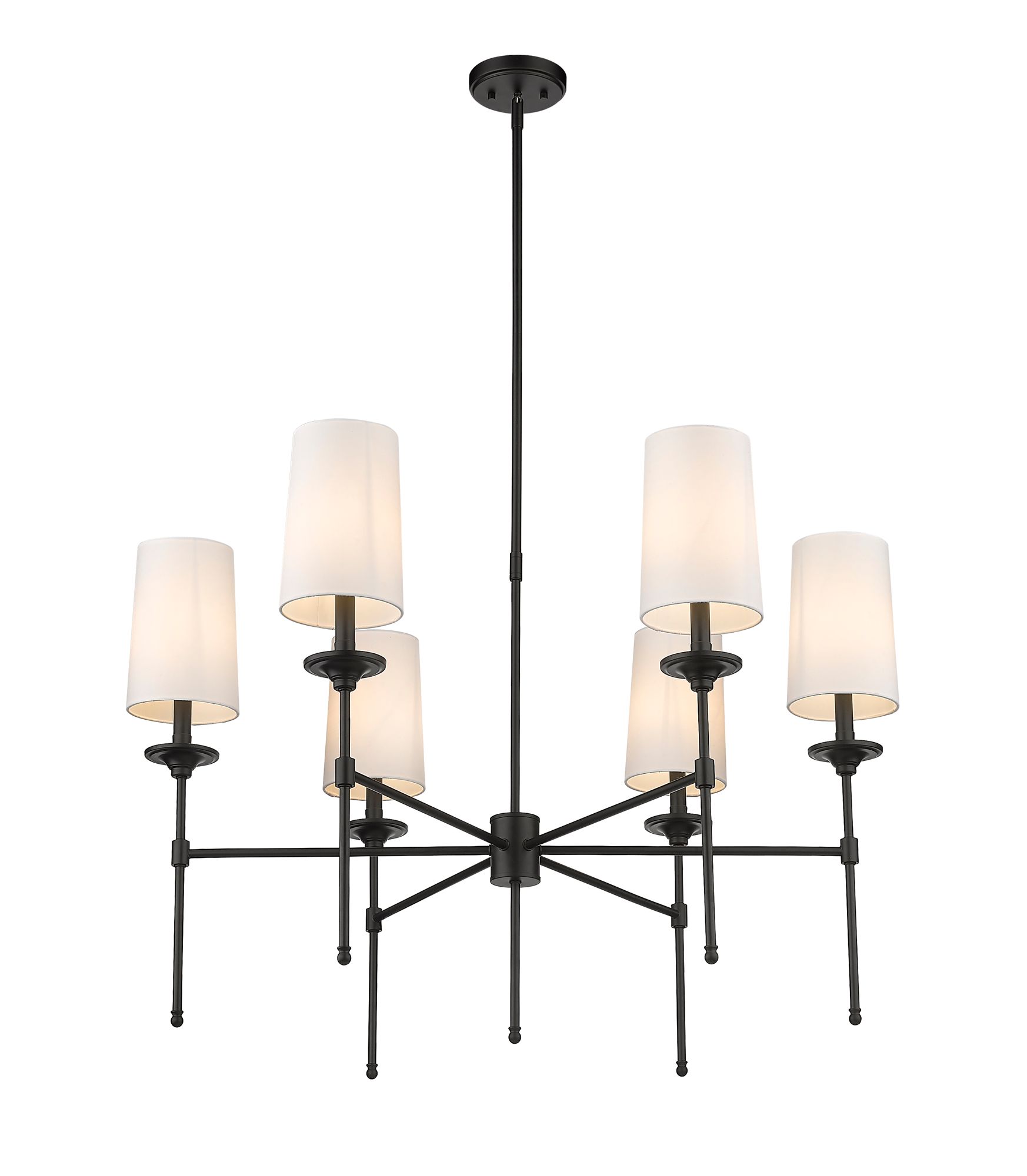 Image 5 Emily by Z-Lite Matte Black 38 inch 6 Light Chandelier more views