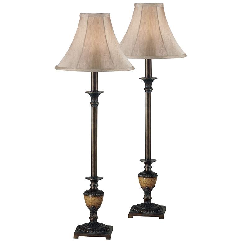 Image 1 Emily Crackle Bronze Buffet Lamps Set of 2