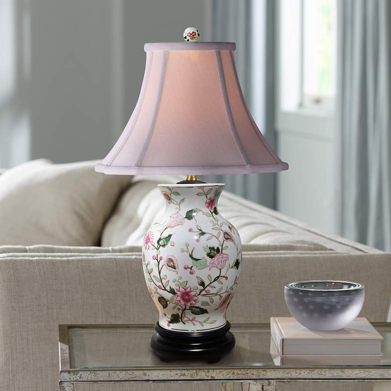 Image 1 Emily Floral Vine 21 inch Multi-Color Porcelain Vase Accent Table Lamp