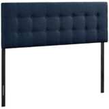 Emily Navy Button-Tufted Fabric Headboard
