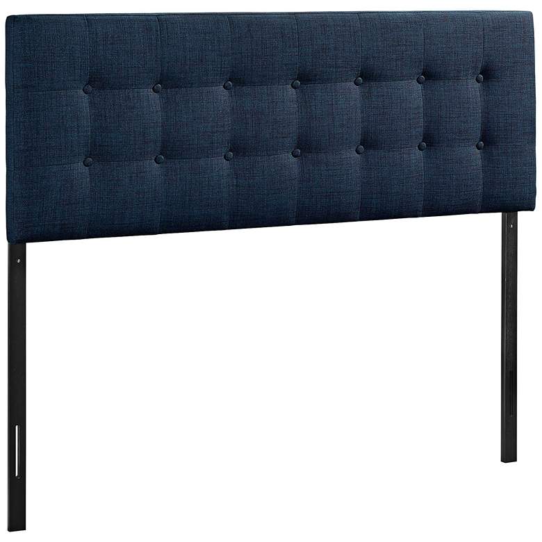Image 2 Emily Navy Button-Tufted Queen Fabric Headboard