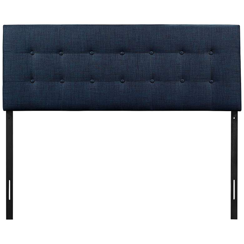 Emily Navy Button-Tufted Queen Fabric Headboard more views