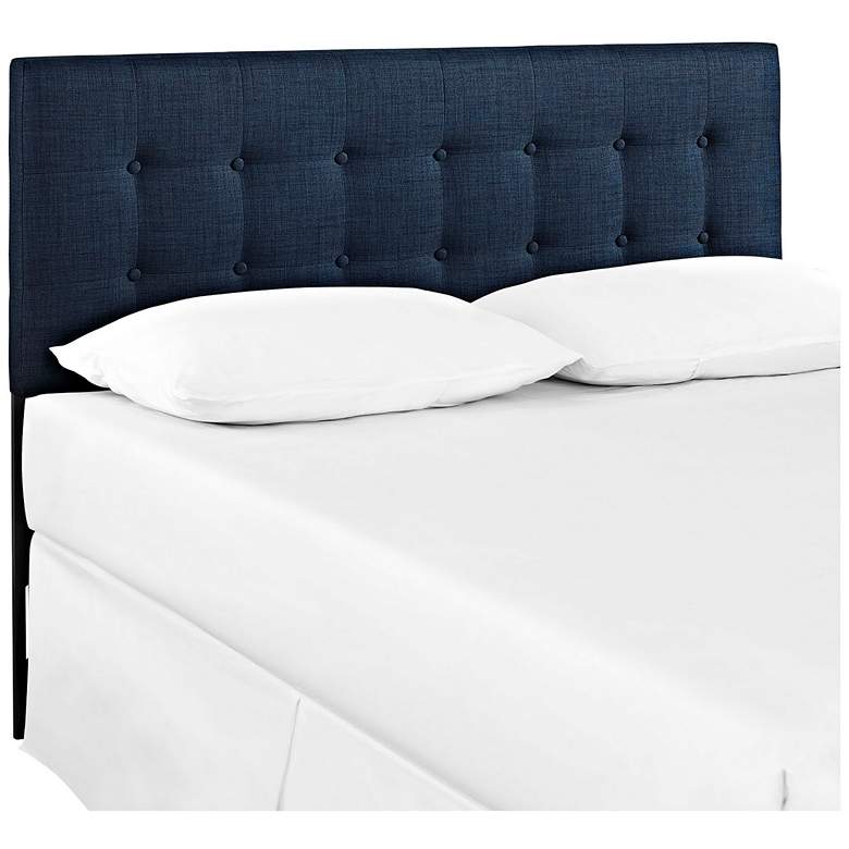Image 4 Emily Navy Button-Tufted Queen Fabric Headboard more views