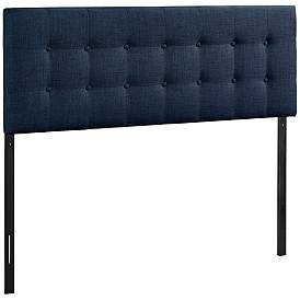 Image1 of Emily Navy Button-Tufted Twin Fabric Headboard