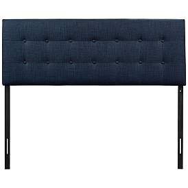 Image2 of Emily Navy Button-Tufted Twin Fabric Headboard more views
