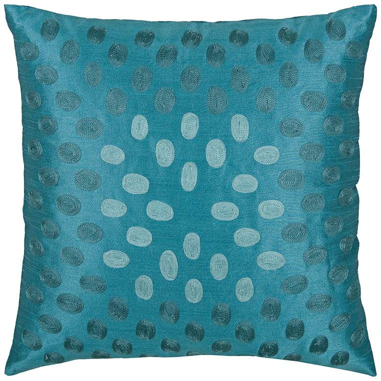 Image 1 Emily Oval Sheen Peacock Blue 18 inch Square Throw Pillow