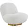 Emily White Boucle Fabric Swivel Accent Chair