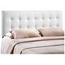 Thumbnail3 of Emily White Button-Tufted Full Faux Leather Headboard more views