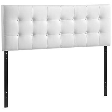 Emily White Button-Tufted Leather Headboard