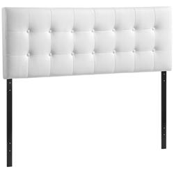 Emily White Button-Tufted Leather Headboard