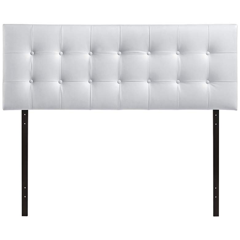 Image 3 Emily White Button-Tufted Queen Leather Headboard more views
