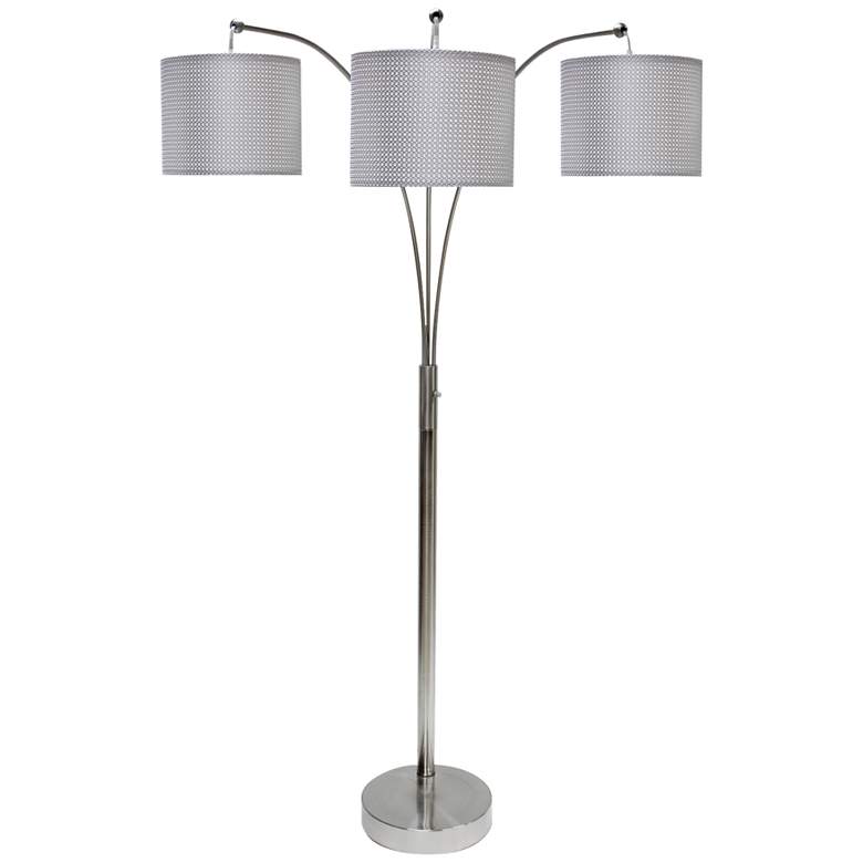 Image 1 Emjay Brushed Steel 3-Light Modern Arc Floor Lamp