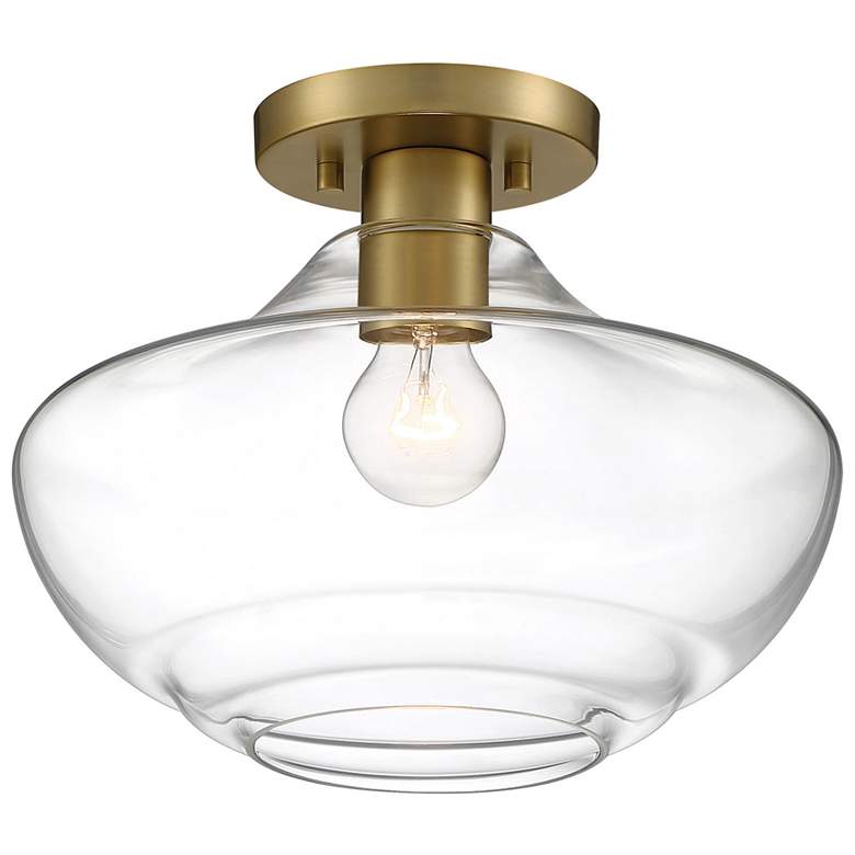 Image 1 Emma 12" Wide 1-Light Brushed Gold Semi-Flush Mount Ceiling Light