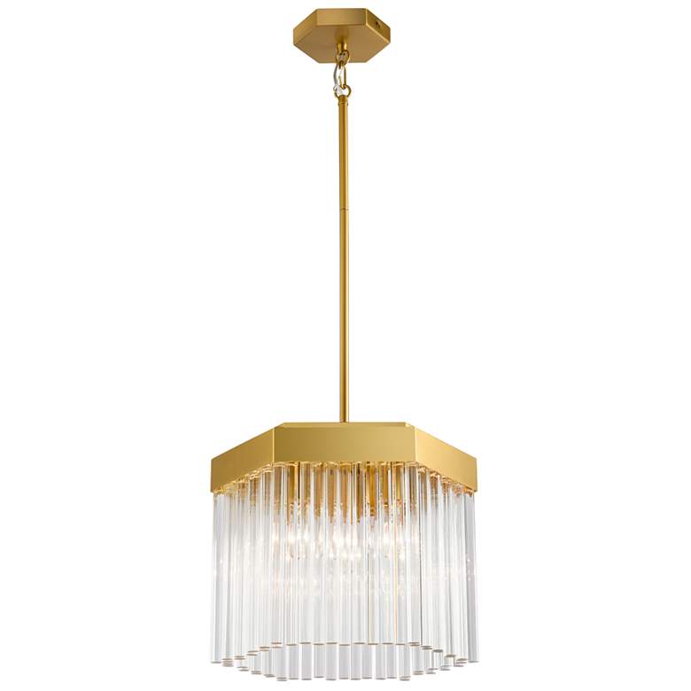 Image 1 Emma 13.87" Wide 3-Light Brushed Brass Pendant w/ Clear Shade