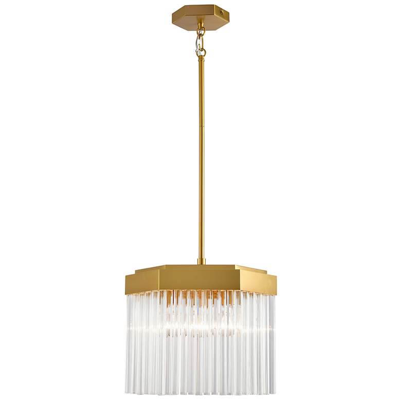 Image 2 Emma 13.87" Wide 3-Light Brushed Brass Pendant w/ Clear Shade more views