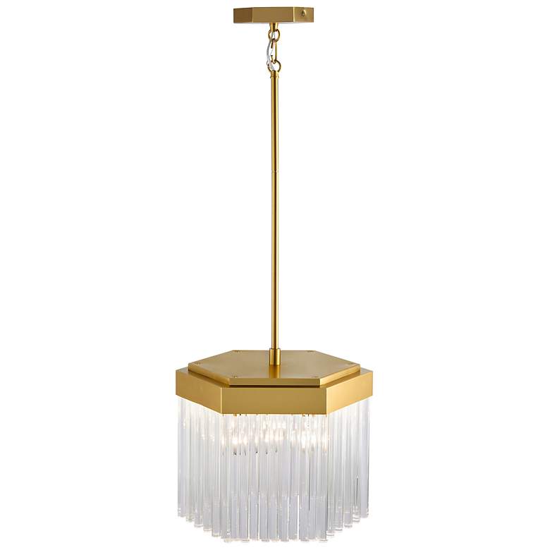 Image 3 Emma 13.87" Wide 3-Light Brushed Brass Pendant w/ Clear Shade more views