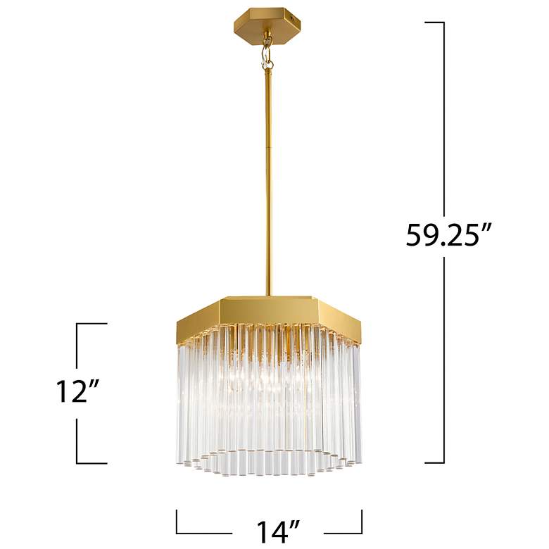 Image 7 Emma 13.87" Wide 3-Light Brushed Brass Pendant w/ Clear Shade more views
