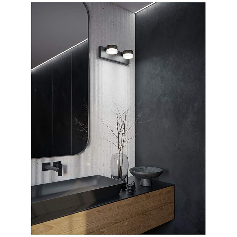 Image 2 Emma 16" Wide 2 Light Black LED Vanity Light more views