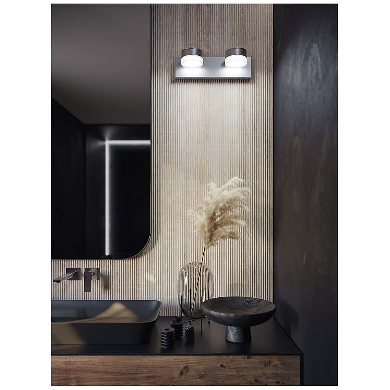 Image 2 Emma 16" Wide 2 Light Satin Nickel LED Vanity Light more views