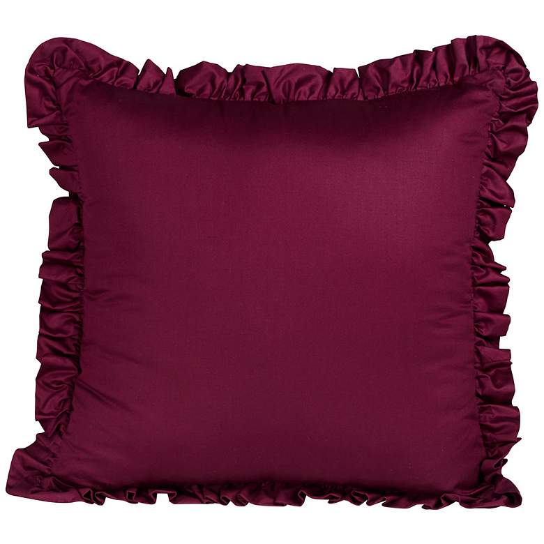 Image 1 Emma 18 inch Square Ruffled Purple Throw Pillow