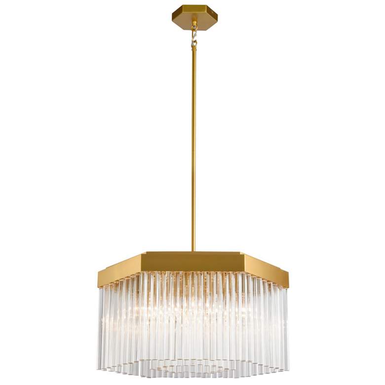 Image 1 Emma 20.9" Wide 7-Light Brushed Brass Chandelier w/ Clear Shade