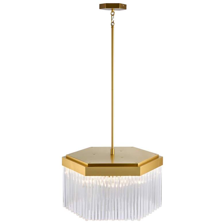 Image 2 Emma 20.9" Wide 7-Light Brushed Brass Chandelier w/ Clear Shade more views