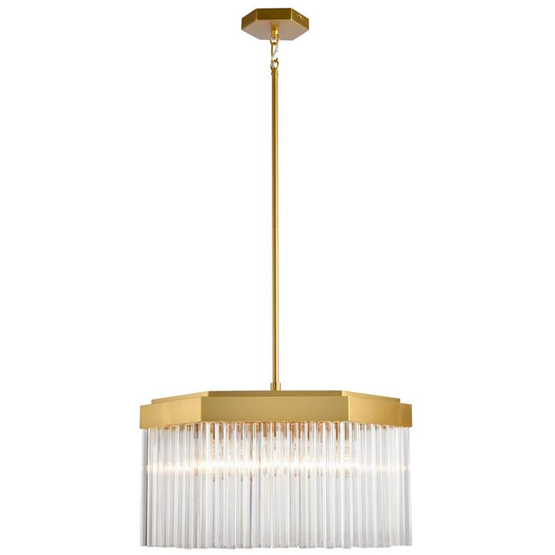 Image 3 Emma 20.9" Wide 7-Light Brushed Brass Chandelier w/ Clear Shade more views
