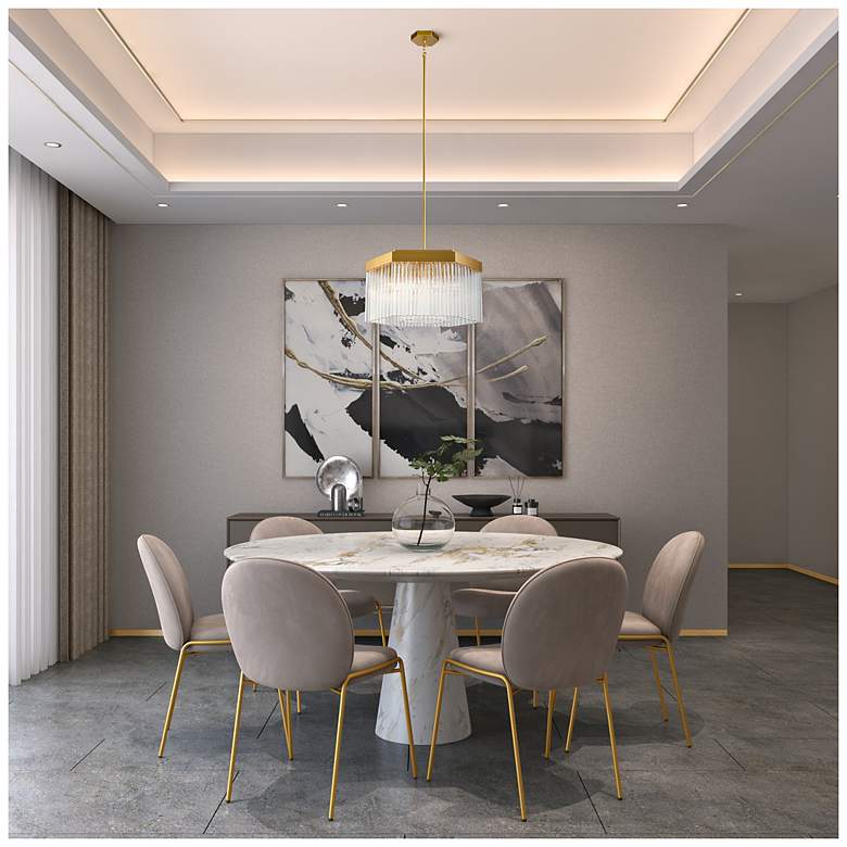 Image 6 Emma 20.9" Wide 7-Light Brushed Brass Chandelier w/ Clear Shade more views