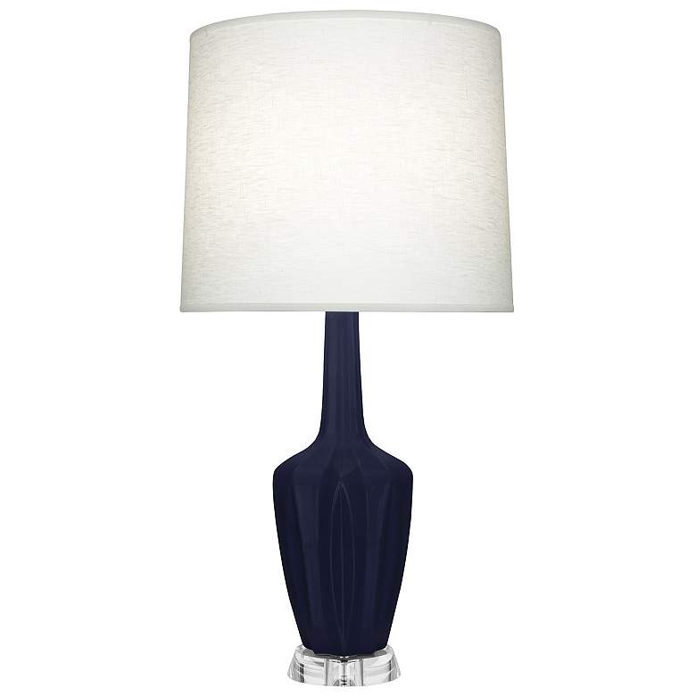 Image 1 Emma 30"H Matte Midnight Blue And Polished Nickel Lucite Accent Lamp
