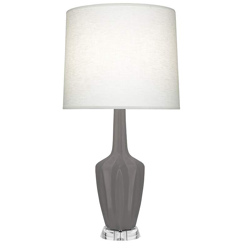 Image 1 Emma 30"H Matte Smokey Taupe And Polished Nickel Lucite Accent Lamp
