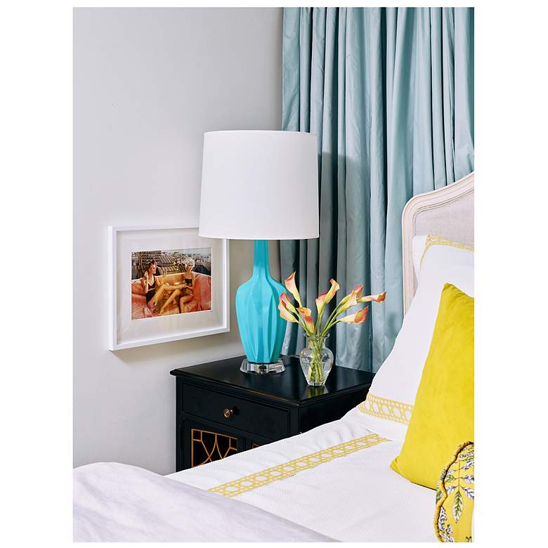 Image 2 Emma 30" High Egg Blue And Polished Nickel Lucite Accent Lamp more views