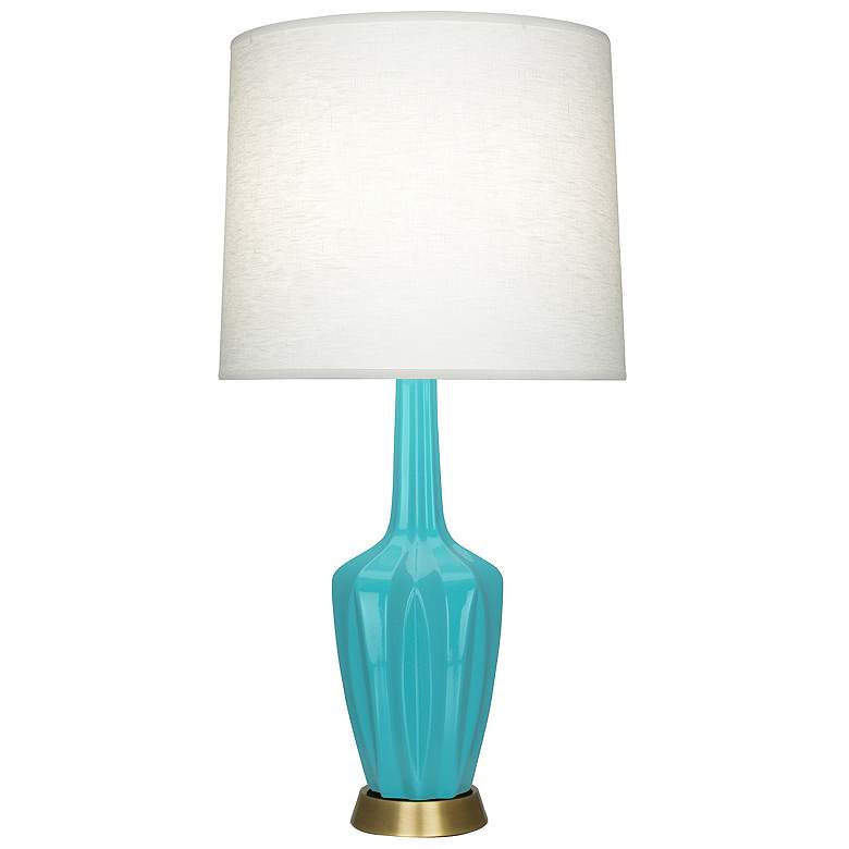 Image 1 Emma 30" High Egg Blue And Warm Brass Accent Lamp