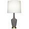 Emma 30" High Matte Smokey Taupe And Warm Brass Accent Lamp
