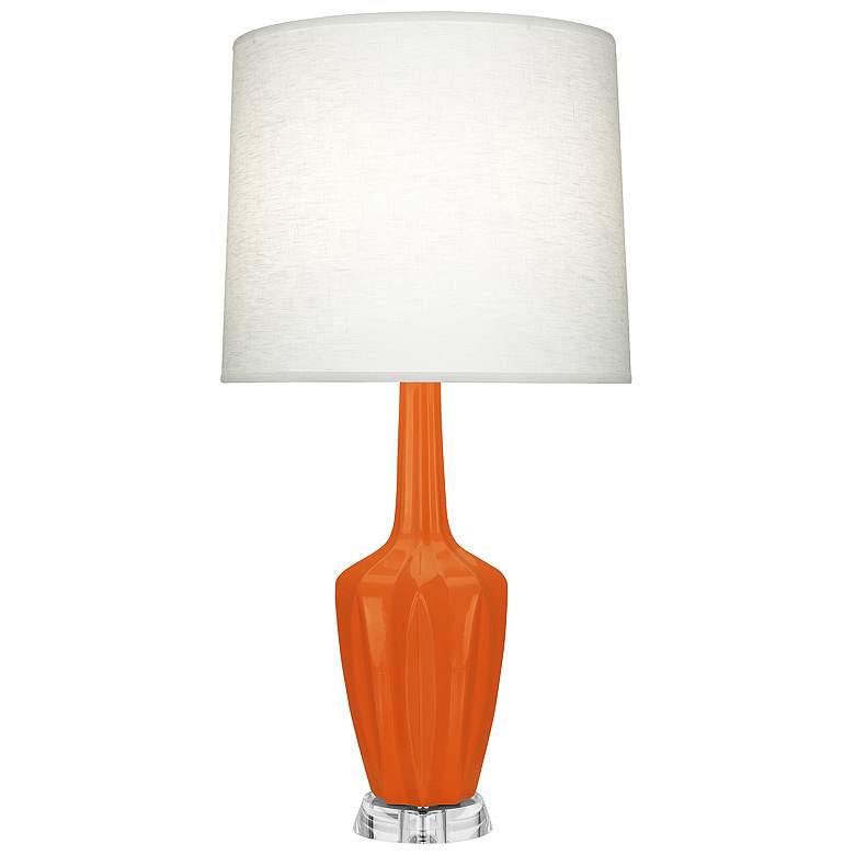 Image 1 Emma 30" High Pumpkin And Polished Nickel Lucite Accent Lamp