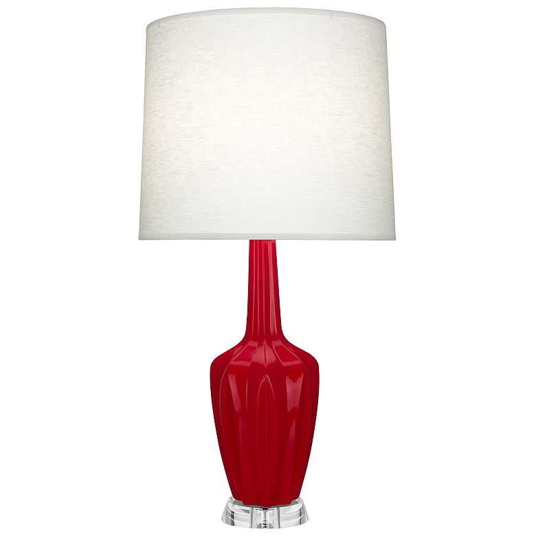 Image 1 Emma 30" High Ruby Red And Polished Nickel Lucite Accent Lamp