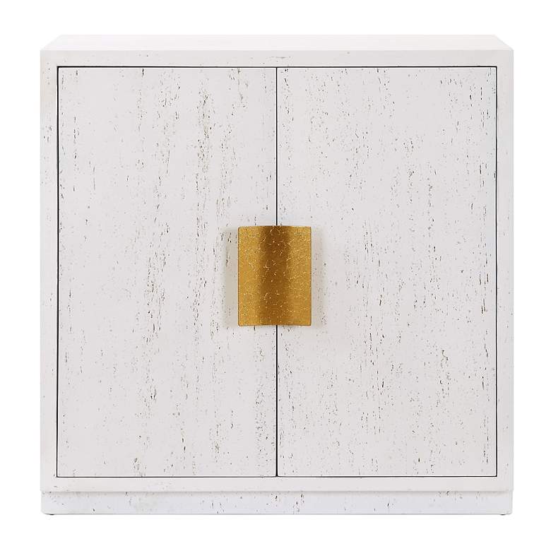 Image 2 Emma 32 1/4" High x 32" Wide White and Gold 2 Door Cabinet