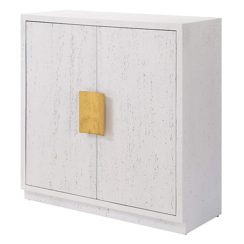 Image 4 Emma 32 1/4" High x 32" Wide White and Gold 2 Door Cabinet more views