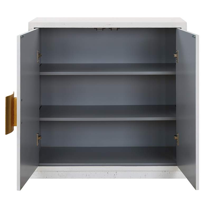 Image 5 Emma 32 1/4" High x 32" Wide White and Gold 2 Door Cabinet more views