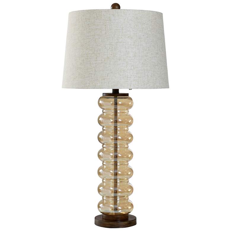 Image 1 Emma 32"H Amber Opulance Transitional Table Lamp w/ Light Oatmeal Shad