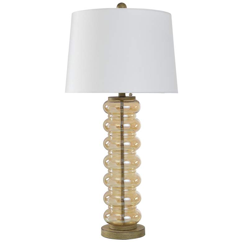 Image 1 Emma 32"H Amber Opulance Transitional Table Lamp w/ Off-White Shade