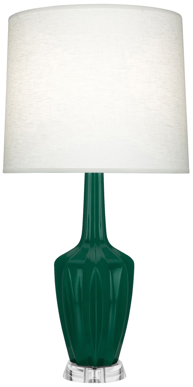 Emma 34.25"H Jungle And Polished Nickel And Lucite Table Lamp Made to Order