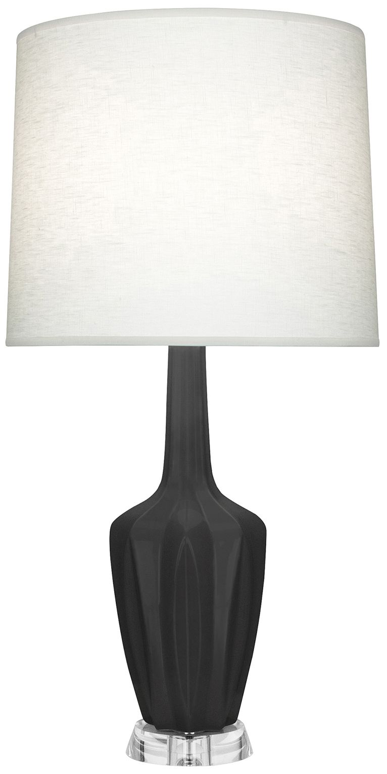 Emma 34.25"H Matte Ash And Polished Nickel Lucite Table Lamp Made to Order