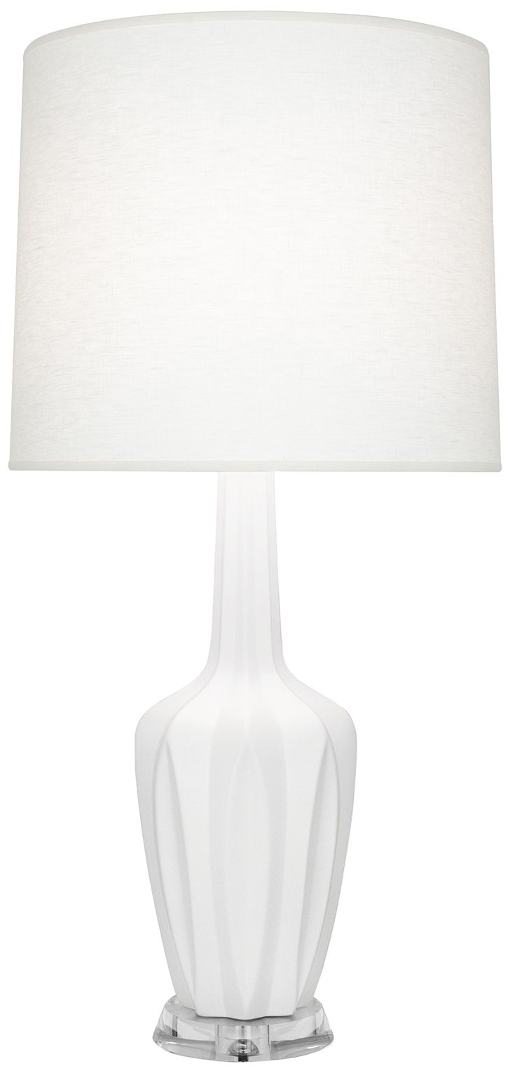 Emma 34.25"H Matte Lily And Polished Nickel Lucite Table Lamp Made to Order