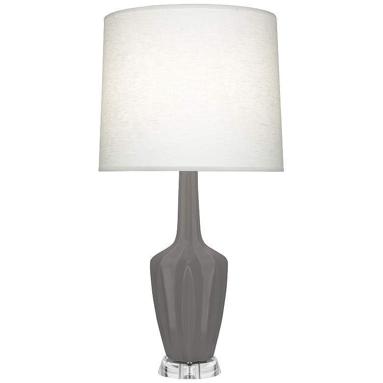 Image 1 Emma 34.25"H Matte Smokey Taupe And Polished Nickel Lucite Table Lamp