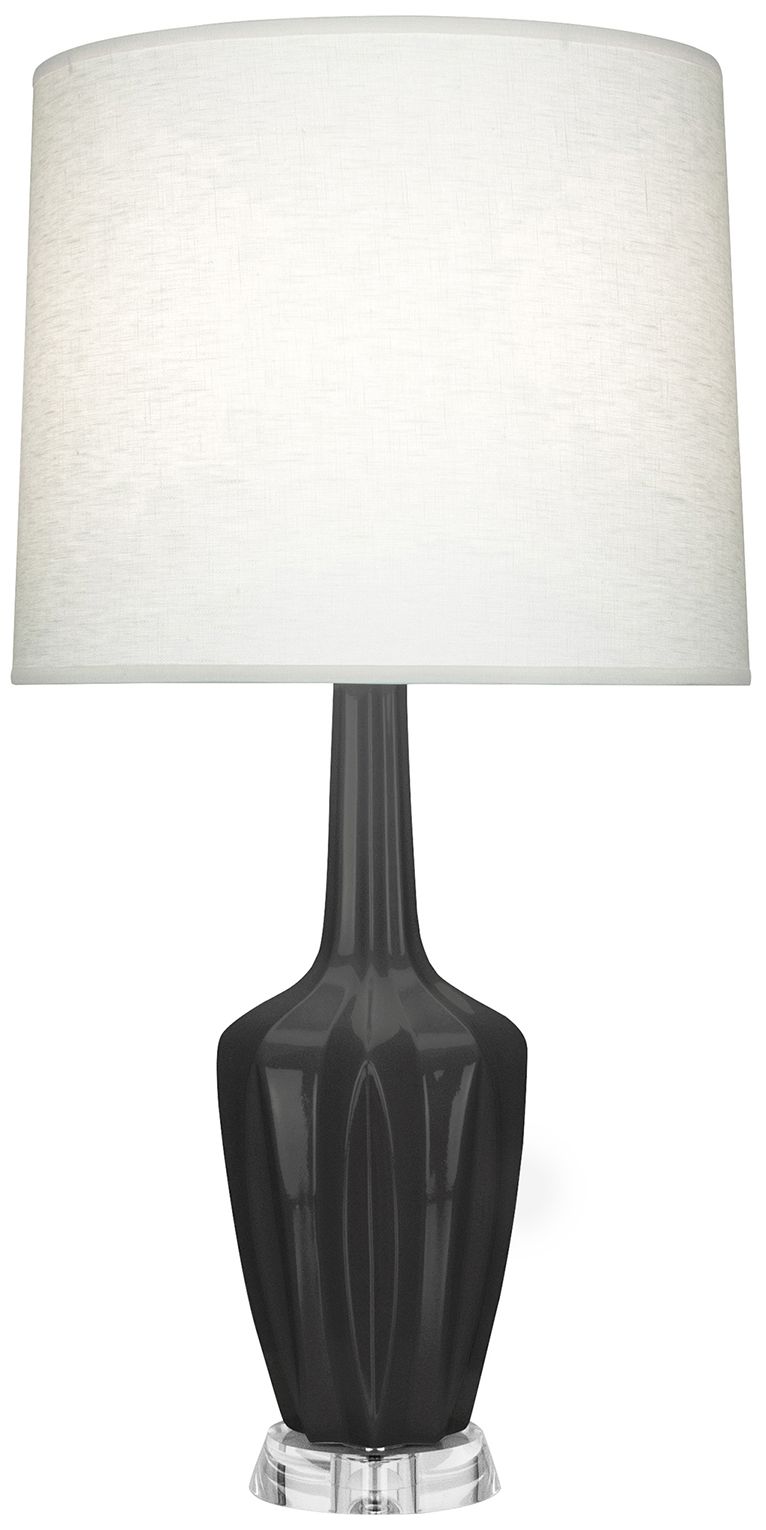 Emma 34.25" High Ash And Polished Nickel Lucite Table Lamp - Made to Order