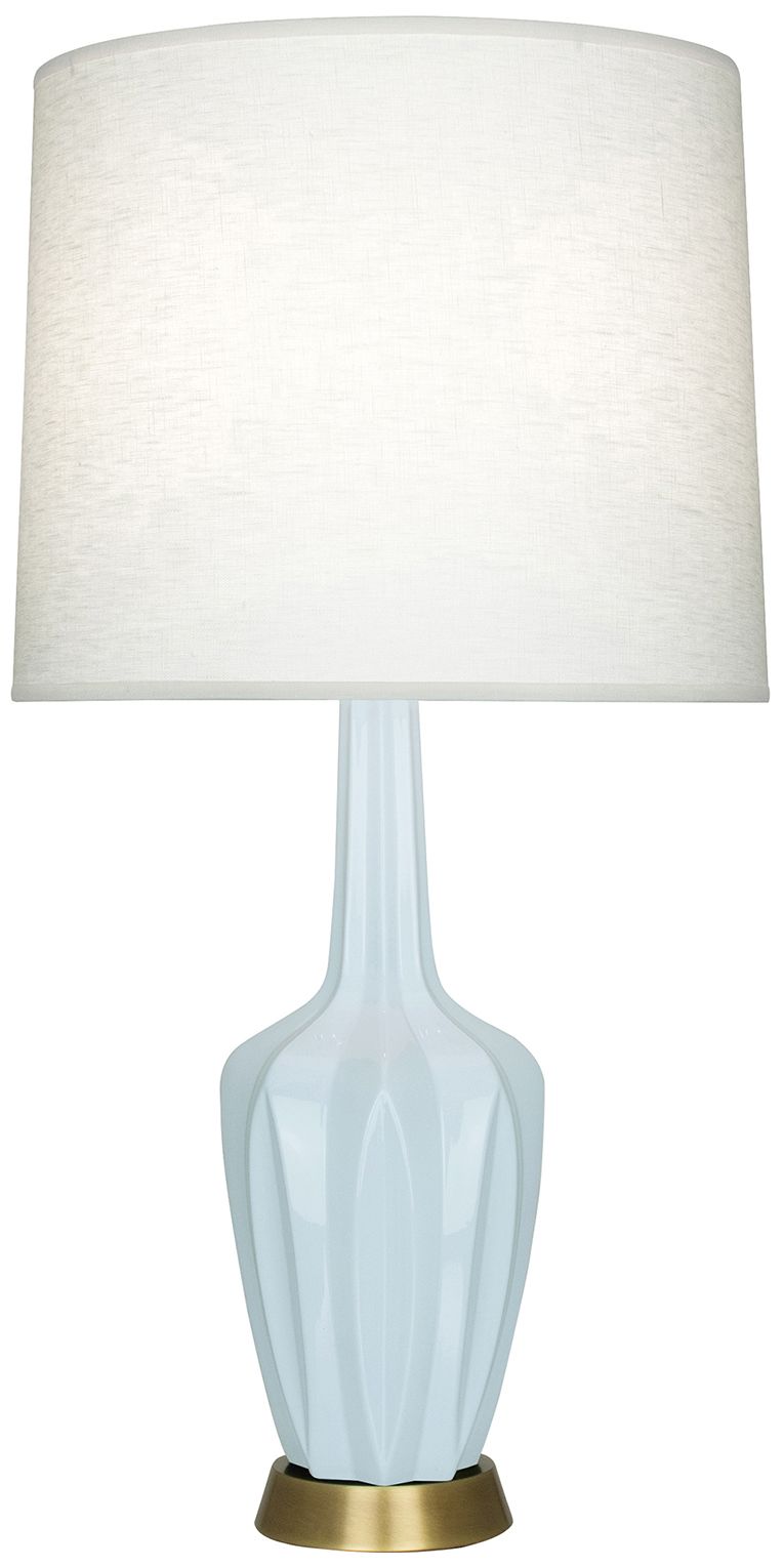 Emma 34.25" High Baby Blue And Warm Brass Table Lamp - Made to Order